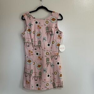 Bailey Rose Pink Cafe Motif Print Sleeveless Mini Dress, Large, NWT